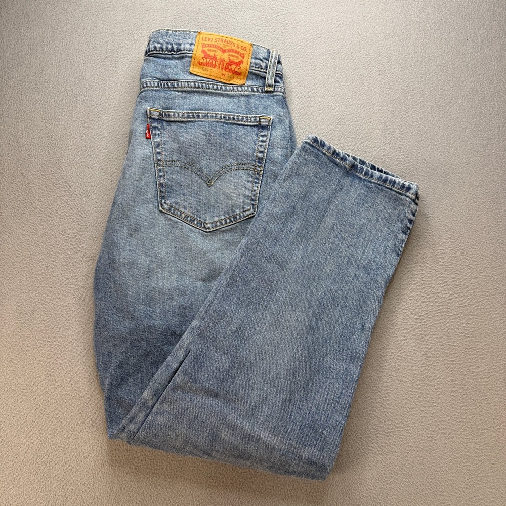 Levis 541 Athletic Taper Jeans Mens 34x32 (FIT 33x30) Blue Stretch Faded Denim